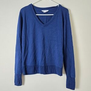 Athleta Sweatshirt Sunrise V Neck Womens XXS Blue Long Sleeve Pullover